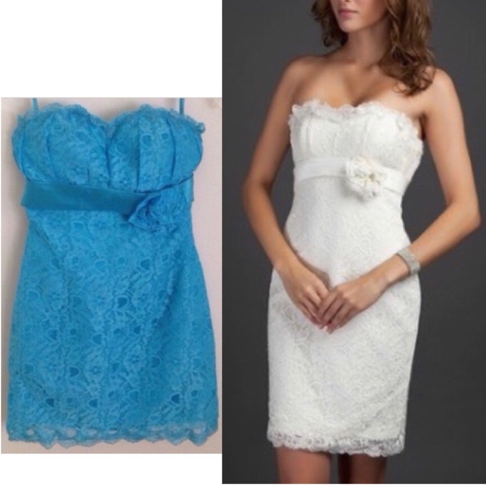 JJ’s House mini lace cocktail dress in pool blue - Picture 7 of 17